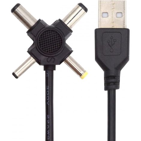 USB 2.0 Type A Male to 4 in 1 DC 5V Cable, 5.5x2.5mm, 5.5x2.1mm, 4x1.7mm, 3.5x1.3mm, Power Plug, Barrel Connector, Charging Cable (1/5)
