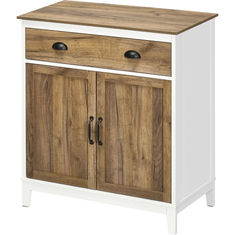 Meuble Multifonction Truciolato avec Armadio Cassetto Style Rustico Blanc 78,5x39x89,4cm