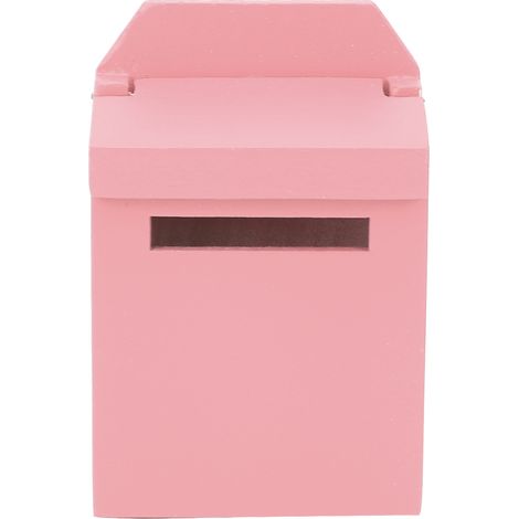 Maison de poupée miniature 1:12 boîte aux lettres en bois coloré rose accessoires villa décoratifs amovible (1/5)