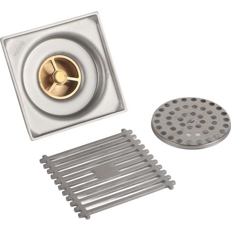 Grand Évacuation de Sol pour Douche à Débit Élevé, Filtre à Cheveux, Finition Électrozingage Brillant pour Salle de Bain (1/5)