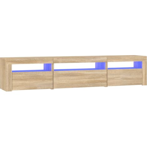 Soporte multimedia para TV estantería para televisión buffet para televisión comedor salón dormitorio con luces LED roble Sonoma 195 x 35 x 40 cm marrón 020026766