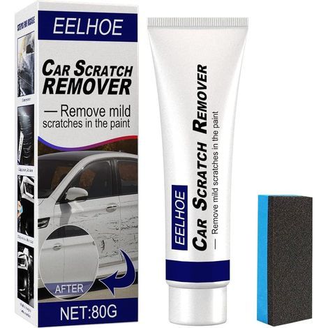 Kit De RéParation Rayures Voiture,Produit Efface Rayures Pour Voiture Dissolvant De Rayures Voiture Outil Cire RéParation Rayures Voiture Dissolvant De Rayures Avec éPonge, 80g (1/5)