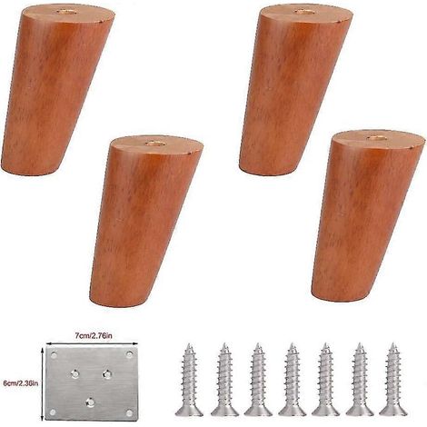 Ensemble de pieds de meubles en bois, 4 pieds de meubles en bois, pieds de canapé ronds en bois d'hévéa massif, pieds de remplacement coniques pour table de cuisine, lit, armoire et chaise, 12 cm (4,7 (1/5)