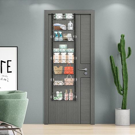 Carbon Steel Black Over Door Storage Organiser Rack, 8 Tier Kitchen Hanging Storage Rack Wall Mounted Adjustable Spice Rack, for Kitchens, Bedrooms, Bathrooms, Basements, Living Rooms 1604224.5cm (1/5)