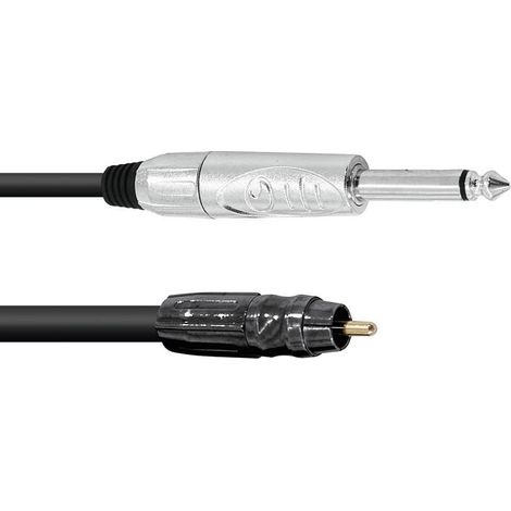 2m Cinchstecker Klinkenstecker 6,3 mm mono Adapterkabel Chinchkabel Stereokabel Anschluss Audio schwarz Omnitronic (1/2)