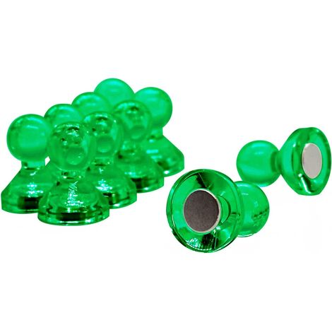 Magnete A Perno A Spinta Acrilico Verde Medio Per Frigorifero, Lavagna, Scheda Di Preavviso, Archiviazione - 15mm Dia x 21mm Di Altezza - Confezione Di 10 Di 10 (1/2)