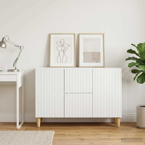 Buffet blanc avec 2 portes et 2 tiroirs en bois d’ingénierie 89 x 34,5 x 60 cm - PANGIVO (1/5)