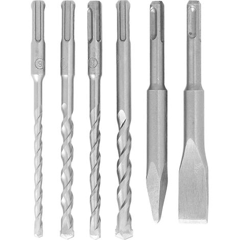 6-teiliges Bohrer-Set mit Spitzmeißel, Flachmeißel, hochhartem Schnellbohrer für Ziegel
