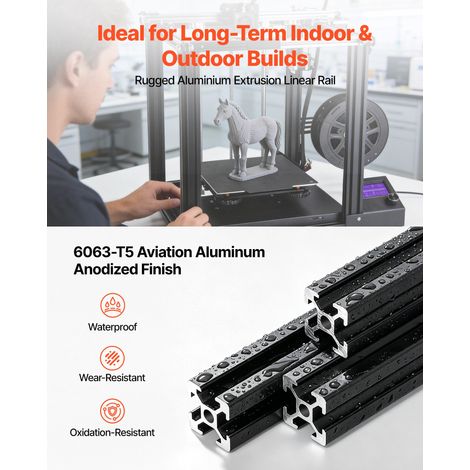 Profilé Aluminium Extrudé 2020 6 PCS Profilé Alu Anodisé 2000 mm Rainure en T Standard Européen pour Châssis d'Imprimante 3D, Machi… (1/5)