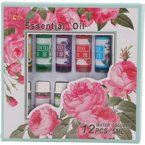12 natürliche ätherische Öle à 5 ml für Aromatherapie, Schlafverbesserung, wasserlöslich