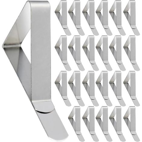 Pinces à Nappe Réglables Triangulaires Lot de 24 en Acier Inoxydable Clips Antirouille pour Tenir la Nappe pour Table Pliante Lors de Fêtes et Mariages (1/5)