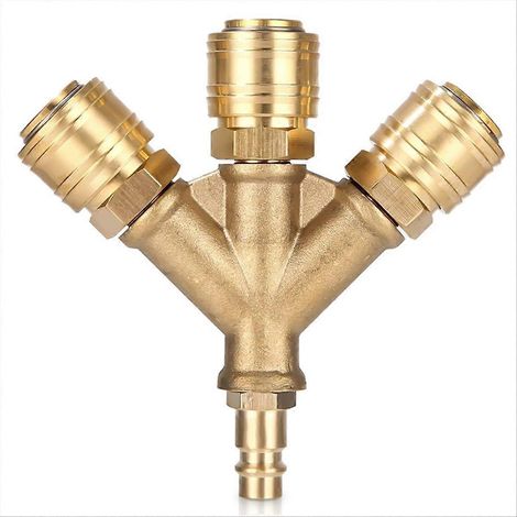 Distributeur d'air comprimé triple avec raccords, NW 7.2 1/4AG, distributeur à raccord rapide pour tuyau d'air (1/5)
