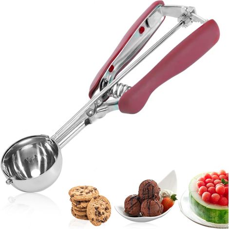 Cuillère à glace en acier inoxydable poli, cuillère à biscuits, acier inoxydable poli, 5 cm, cuillère à glace, acier inoxydable avec gâchette pour glace, biscuits, pâte à gâteau (1/5)