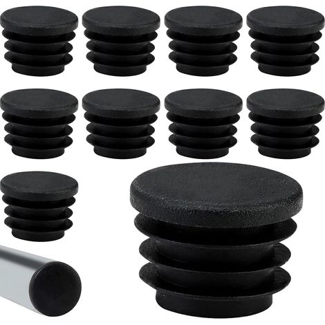 10 Pièces Bouchons à Lames Ronds 20mm pour Tubes Ronds, Pied de Chaise en Plastique, Protège-Embouts et Protège-Pieds de Meubles pour Pieds de Meubles et Embouts de Tubes - Noir