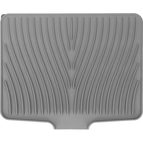 Dish Drying Mat Heat Resistant Prevent Slip Silicone Slope Dish Drying Pad with Drain Lip for Counter Dishes Vegetables Fruits Gray (1/5)