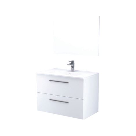 ONDEE ZEN - Meuble de salle de bain à poser ARUBA - 80cm - Blanc - Laqué - Livré en kit (1/10)