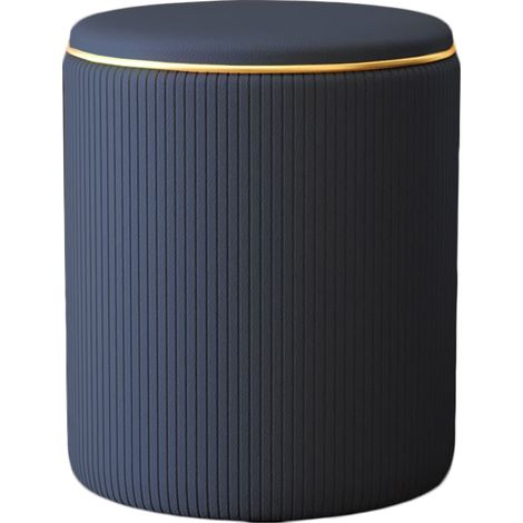 Pouf Contenitore Ecopelle Blu Decoro Oro Poggiapiedi Seduta Imbottita 35x45cm (1/5)