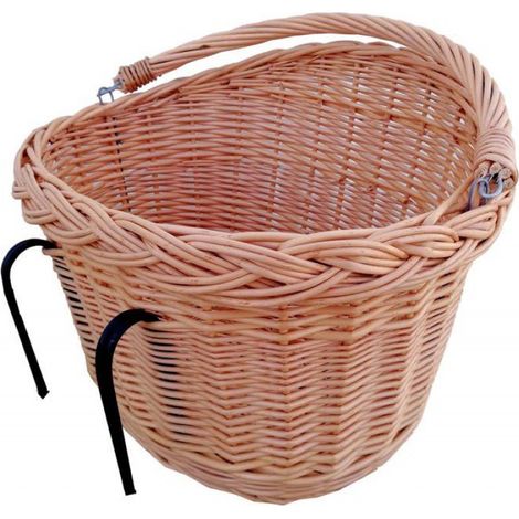 Panier À Vélo - Osier Naturel - Compatible Avec Vélos Urbains - Capacité 10 Kg - Dimensions 40x30x21 Cm - Unité