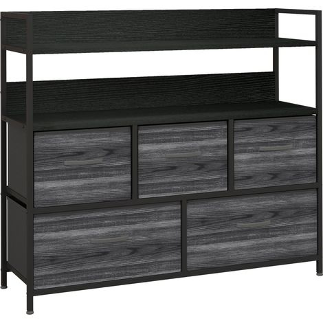Rustic Chest of Five Fabric Drawers - Black