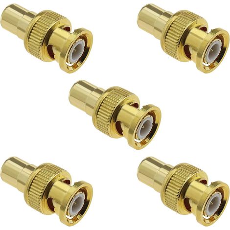 Fiche Mâle BNC à Adaptateur Jack Femelle RCA Coupleur de Connecteur Coaxial RF Plaqué Or pour Équipements Électroniques Radio (1/5)