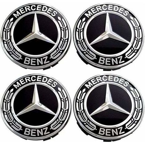 Tuserxln – Lot de 4 capuchons de roue centrale 75mm – Plastique ABS et aluminium – Remplacement pour Mercedes Benz – Installation facile
