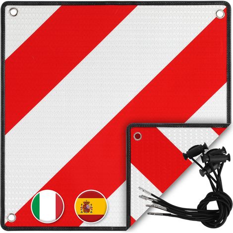 TolleTour Pannello segnaletico 2in1 Italia e Spagna 50x50 cm Pannello reversibile in alluminio con occhielli - Segnaletica riflettente per portabici e portapacchi posteriori (1/5)
