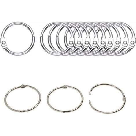 Bardusch-10 pièces Anneaux de Rideau à Ouvrir, Anneaux de Rideau de 15 mm, Anneaux de Rideau, Anneaux Ronds, Pinces à Rideaux, Argent (1/4)