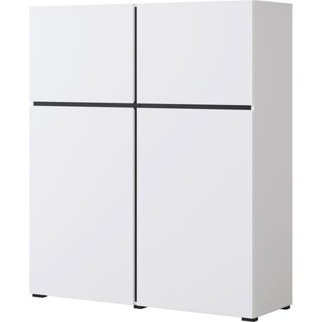 Buffet alto color bianco e nero L120xH140xP40 collezione HAVANA. Credenza alta design con 4 porte.