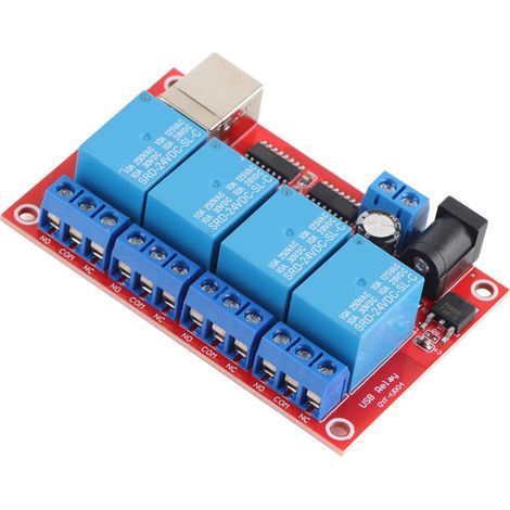 4-Kanal-Relaismodul mit USB-Treiber, drahtloser DC-Relaisplatine, Computersteuerung, SPS-Platine, 3 Betriebsmodi, 24 V (1/5)