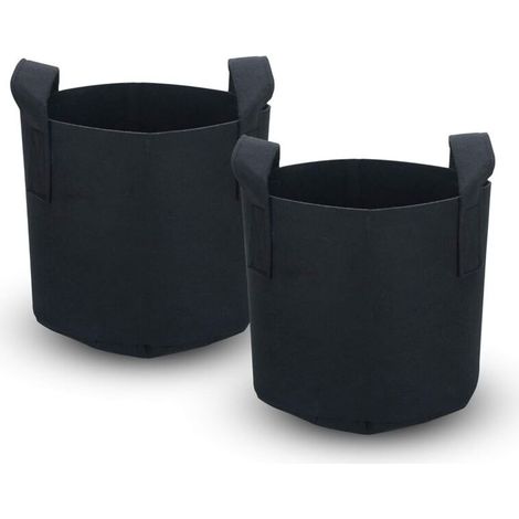 Lot de 2 Sacs de Plantation Non-tissés de 38 litres – 10 gallons – 40 x 30 cm – avec poignées de Transport - pour Jardin, Serre, etc. - Sac de jardinière