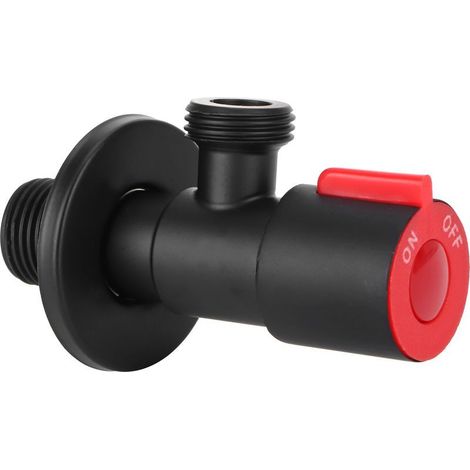 Vanne d'arrêt de l'eau, vanne d'angle anti-fuite en acier inoxydable noir pour les fournitures de toilette de salle de bain(vanne triangulaire thermique simple) (1/5)