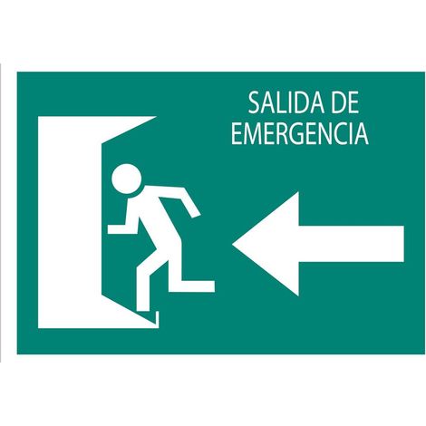 Señal luminiscente salida de emergencia 297x210mm, diseño izquierdo.