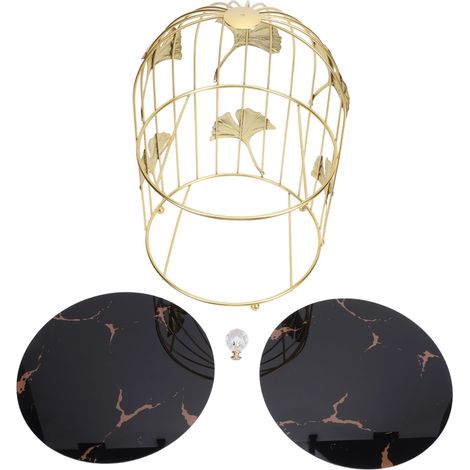 étagère rangement-Étagère à Desserts à Cage en Verre et Fer Doré 2 Plateaux Organisateur Cosmétique Support Bijoux Multifonction Déco (1/5)