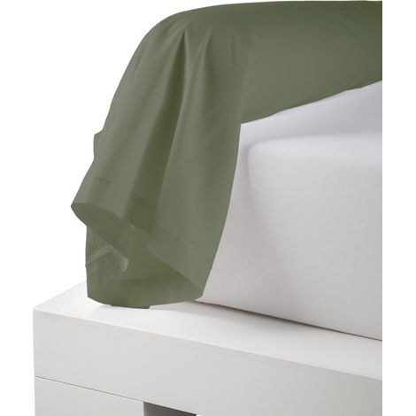 Taie de traversin percale de coton piquée unie Kaki 86x140 cm