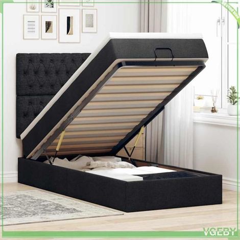 Lit ottoman - Modèle 3313211 - 90x200 cm - Matelas 20 cm ressorts ensachés - Rangement hydraulique noir (1/5)
