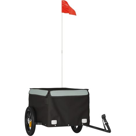 Remorque de vélo noir et gris 30 kg fer (1/5)
