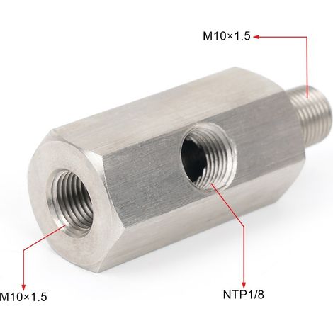 Adaptateur de capteur de pression d'huile 1/8 NPT en acier inoxydable pour connecteur de turbocompresseur, adaptateur de modification automobile - M101,5 (avec joint en cuivre) (1/4)