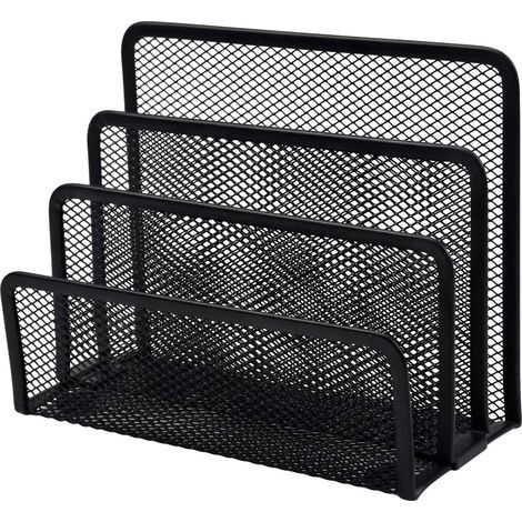 Soporte para cartas de metal negro, pequeño soporte para cartas de escritorio, organizador de catálogos de metal de 3 piezas, soporte para cartas (1/4)