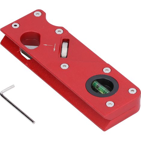Rabot à chanfreiner avec lame en acier au carbone 15,5x2,5x5,4cm, réglable par molette, rouge, clé incluse (1/5)