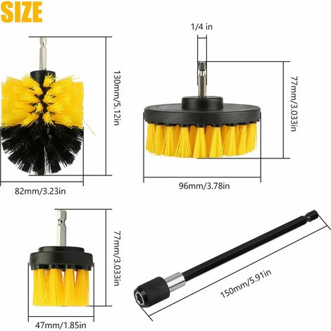 Kit de brosses de forage de détail, outil de nettoyage à poils durs pour lavage de voiture, épurateur automatique, 4 pièces (1/5)