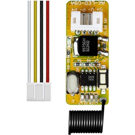 Kleines 433-MHz-Funksteuermodul für 3,7-V-, 4,5-V-, 9-V- oder 12-V-Gleichstrombatteriebetrieb. Ermöglicht die Steuerung von Beleuchtung oder das Ausschalten eines Computers. (1/5)