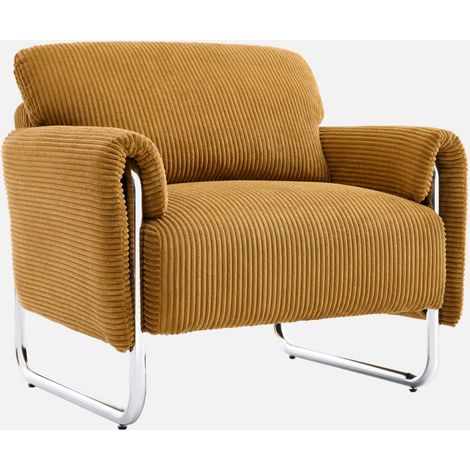 Poltrona vintage in velluto a coste con struttura cromata