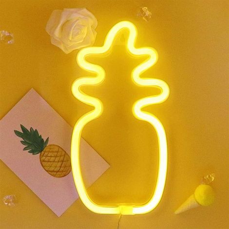 Ananas blanc chaud Néon Ananas Nuit Décor PineaPôle batterie légère ou USB Nuit Powered Lumière Décoration d'intérieur Idéal pour Chambre Salon Salon Bureau de mariage de Noël de fête d'annive-Fei Yu (1/5)