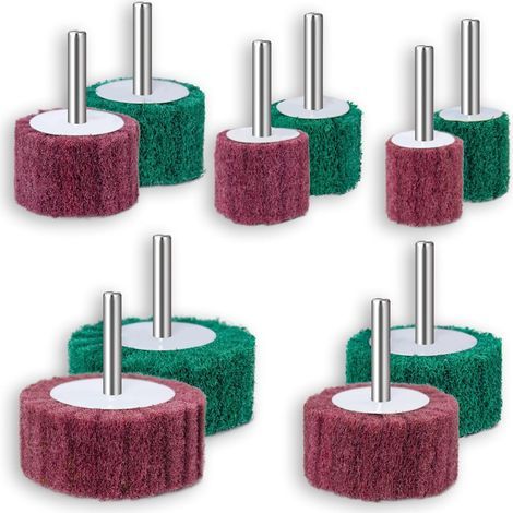 Lot de 10 Meules en mousse pour perceuses électriques - Roue Abrasive - Têtes de ponçage - Nettoyage et décapage de toutes les surfaces en bois et en métal