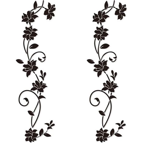 Sticker Mural - Motif Vigne Florale - PVC Imperméable - Pour Chambre Couloir Cuisine Salle De Bain - 105 x 30 cm - Lot De 2