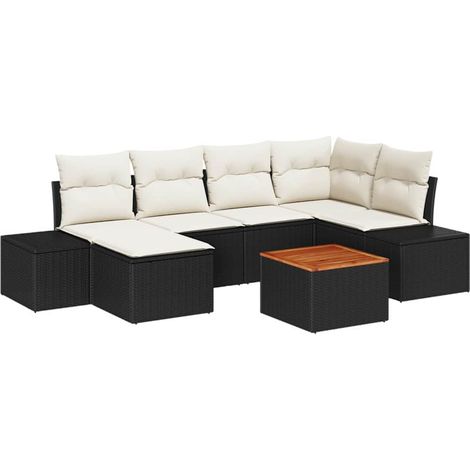Garden Sofa Set 7 pcs Black and white vidaXL (1/5)