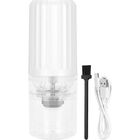 Moulin à café nomade, mouture ajustable, parfait pour voyage et camping. USB rechargeable, blanc. (1/5)