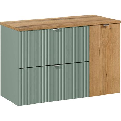 Mueble lavabo 90cm Verde Jade y Madera (1/4)