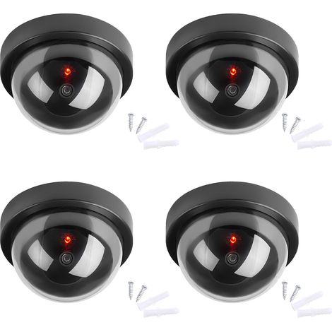 Caméras factices, fausse caméra de sécurité dôme CCTV avec flash LED pour commerces, magasins et domiciles, fausse caméra de surveillance (lot de 4)[NX] (1/5)