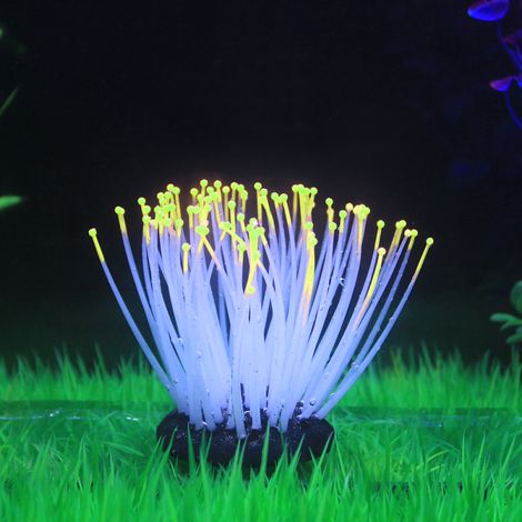 Anémone de mer artificielle en silicone à effet lumineux pour aquarium, décoration (1/4)
